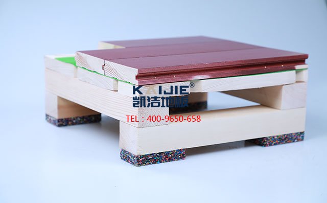 45°斜鋪雙龍骨結(jié)構(gòu)舞臺木地板——凱潔運動木地板